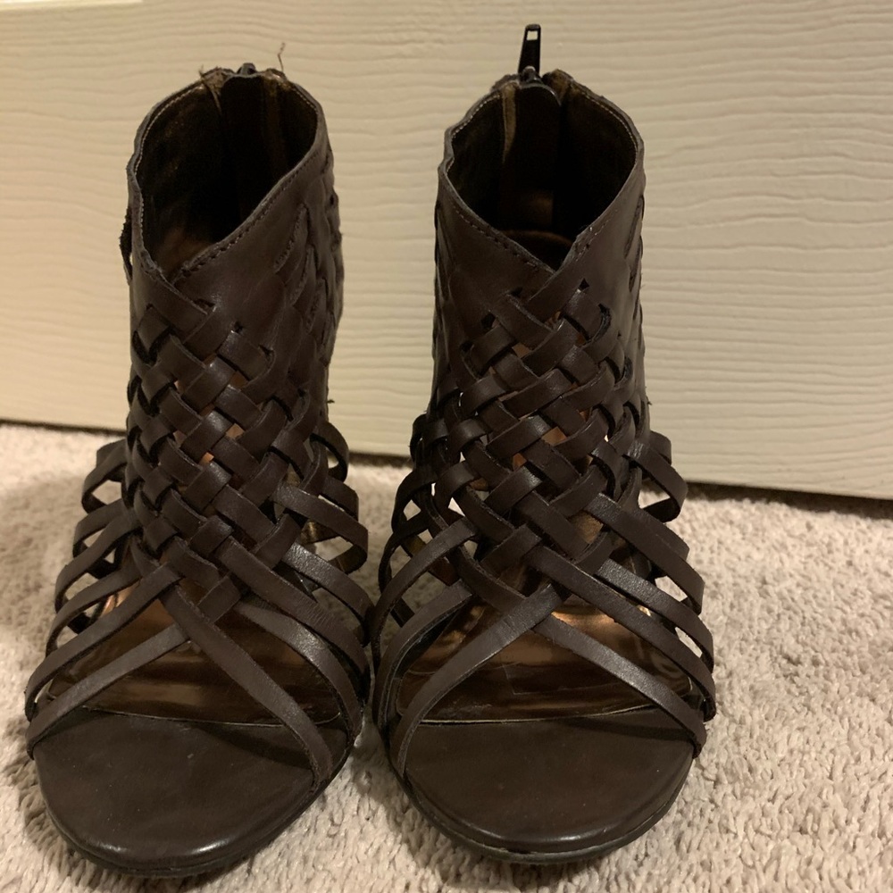 Brown wedge heels